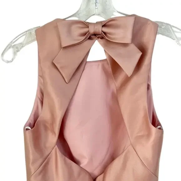 *Alfred Sung Jewel Neck Bowed Open-Back Trumpet Dress Toasted Sugar – 4 - Picture 10 of 15